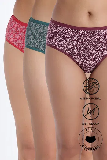 Buy Zivame Medium Rise Full Coverage Hipster Panty (Pack of 3) - Multicolor